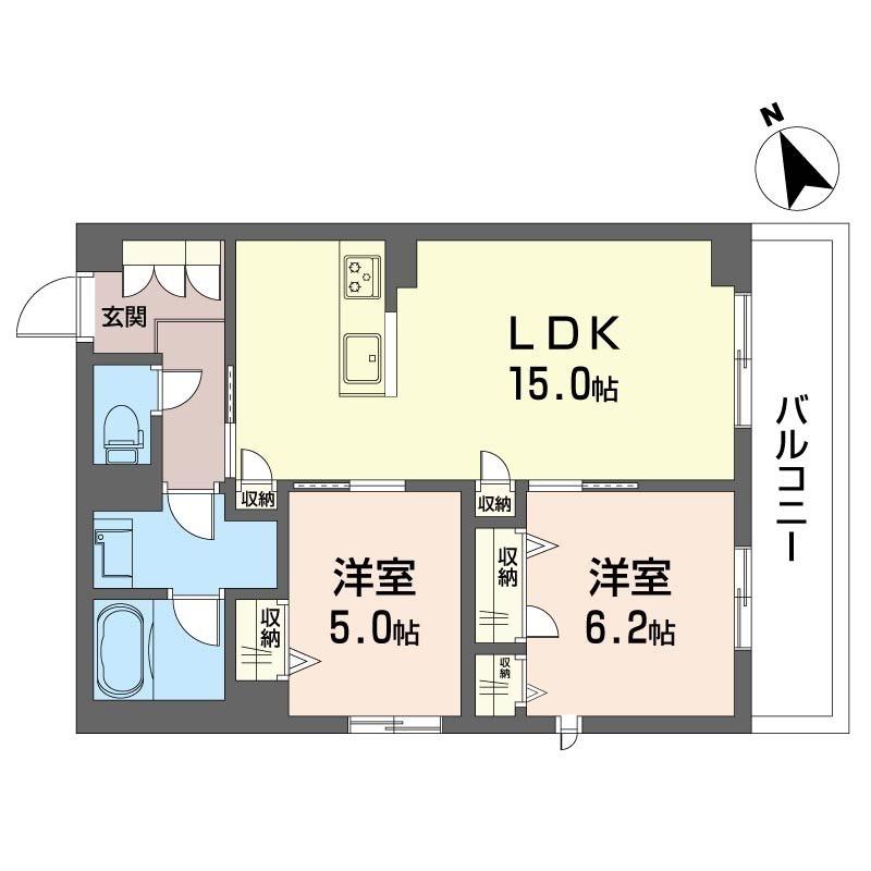 大隅ビル(2LDK/3階)の間取り写真