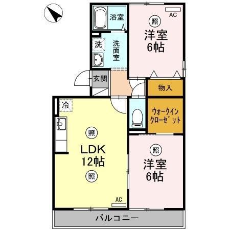 コリーヌヴェルテ(2LDK/1階)の間取り写真
