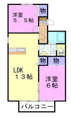 エルクウッドA(2LDK/1階)の間取り写真