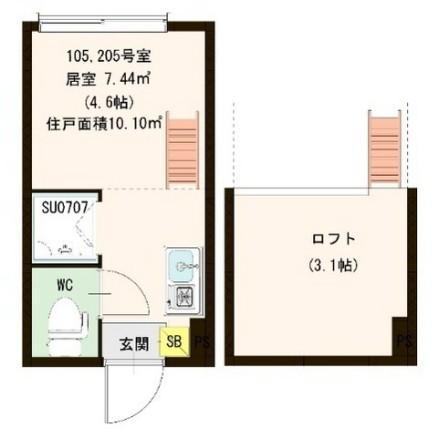 PINES三軒茶屋(ワンルーム/2階)の間取り写真