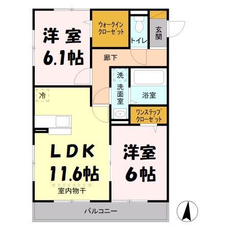 イリオス(2LDK/3階)の間取り写真