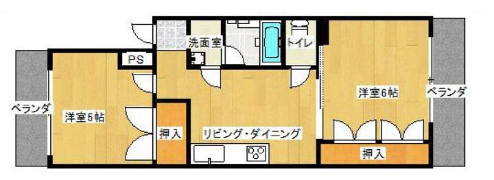 コーラルハイツ(2DK/3階)の間取り写真