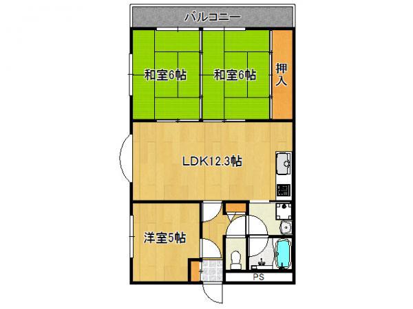 泉マンション(3LDK/4階)の間取り写真