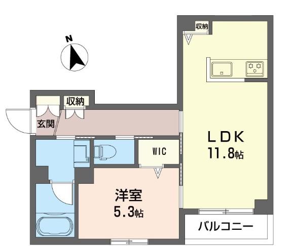 グランダンケ 積水ハウスオートロックアパート(1LDK/2階)の間取り写真
