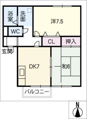 コンフォール(2DK/1階)の間取り写真