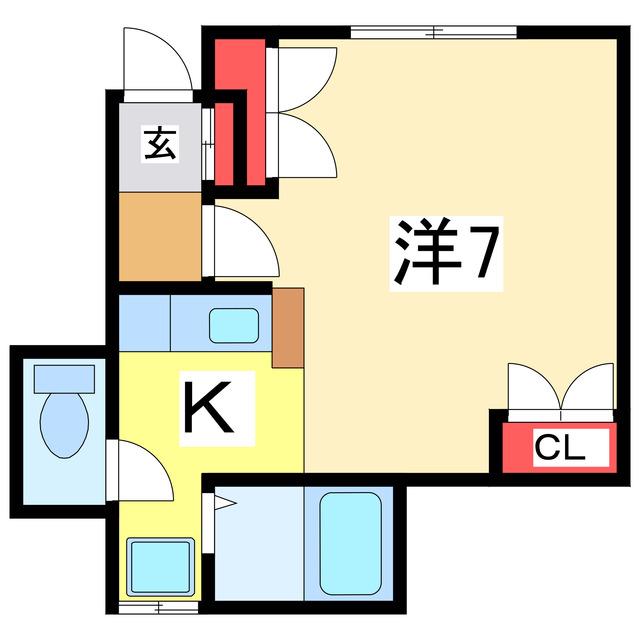 サウサリートD(ワンルーム/1階)の間取り写真