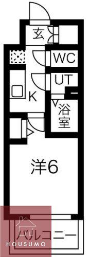 グランカリテ大阪城イースト(1K/6階)の間取り写真