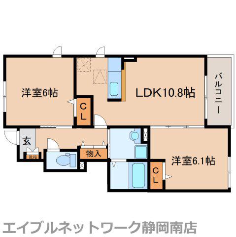 モン・ソレイユB(2LDK/1階)の間取り写真