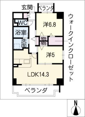 JSパレス勝川(2LDK/5階)の間取り写真
