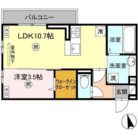 オラシオン A棟(1LDK/3階)の間取り写真