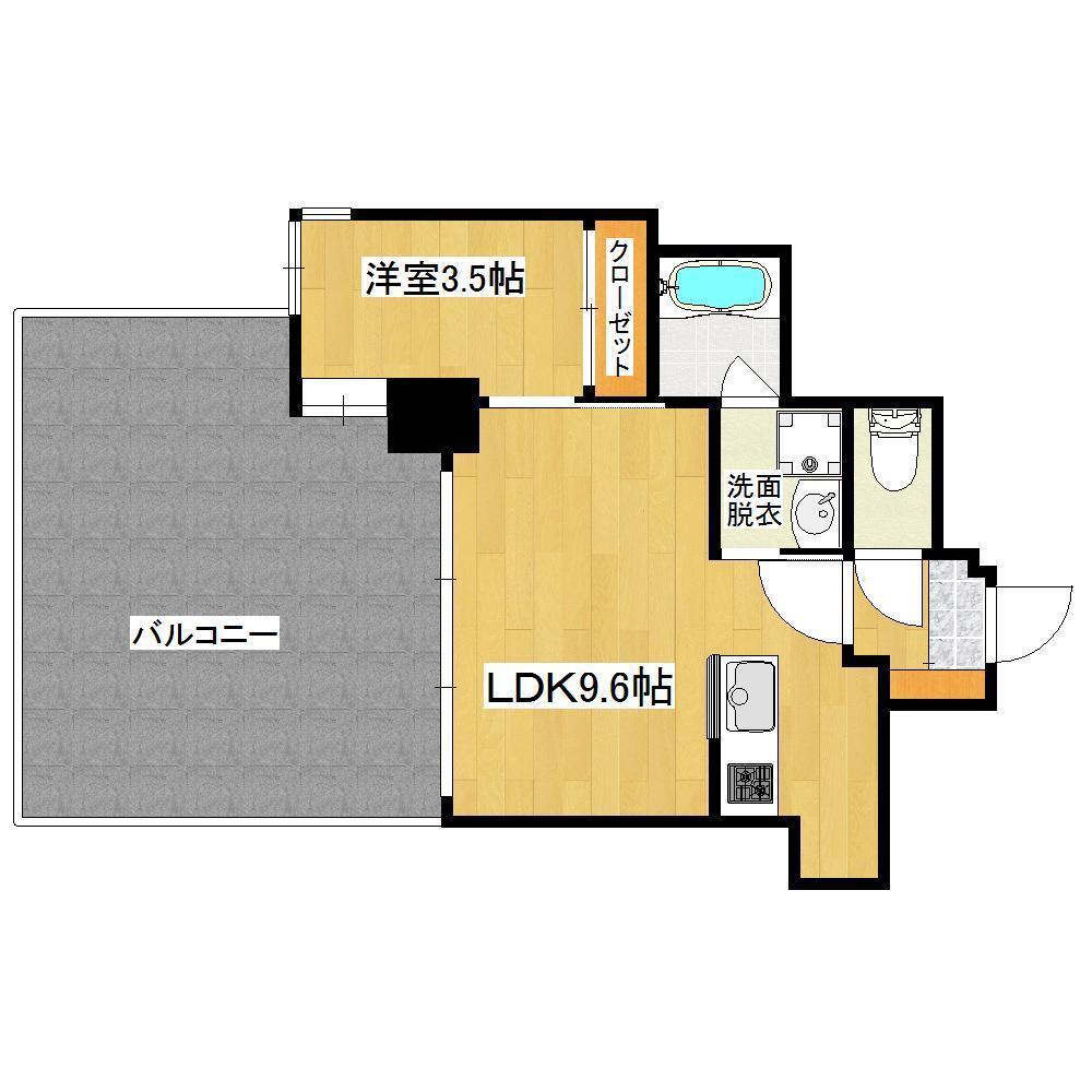 フロンティア加治屋(1LDK/2階)の間取り写真