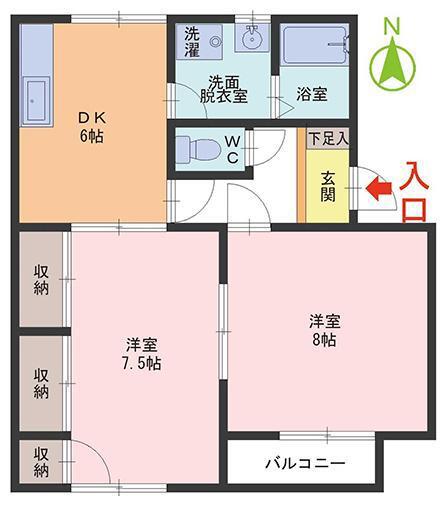 LLハイム6(2DK/2階)の間取り写真