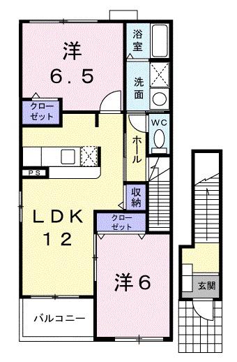 グラースアンジュII(2LDK/2階)の間取り写真