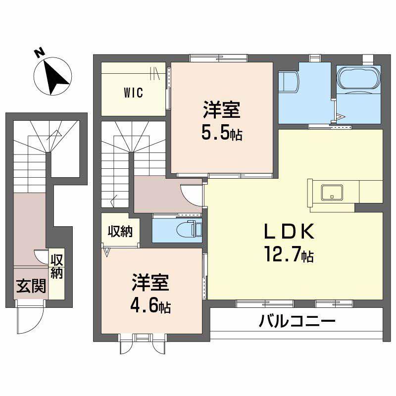 シャーメゾンゆう(2LDK/2階)の間取り写真
