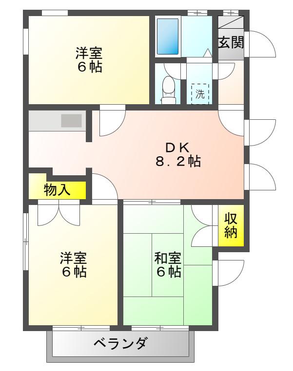 メゾンダムール正城(3LDK/2階)の間取り写真