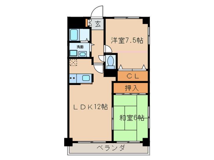 ジュネス平出(2LDK/2階)の間取り写真