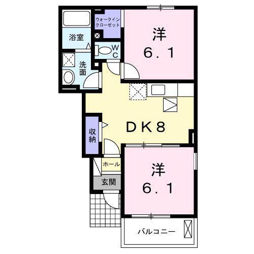アロッジオ・リーヴァ(2DK/1階)の間取り写真