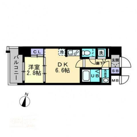 ミラージュパークフロント(1DK/3階)の間取り写真