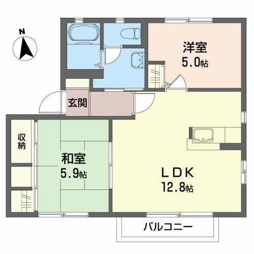御蔵ガーデンシティE(2LDK/1階)の間取り写真