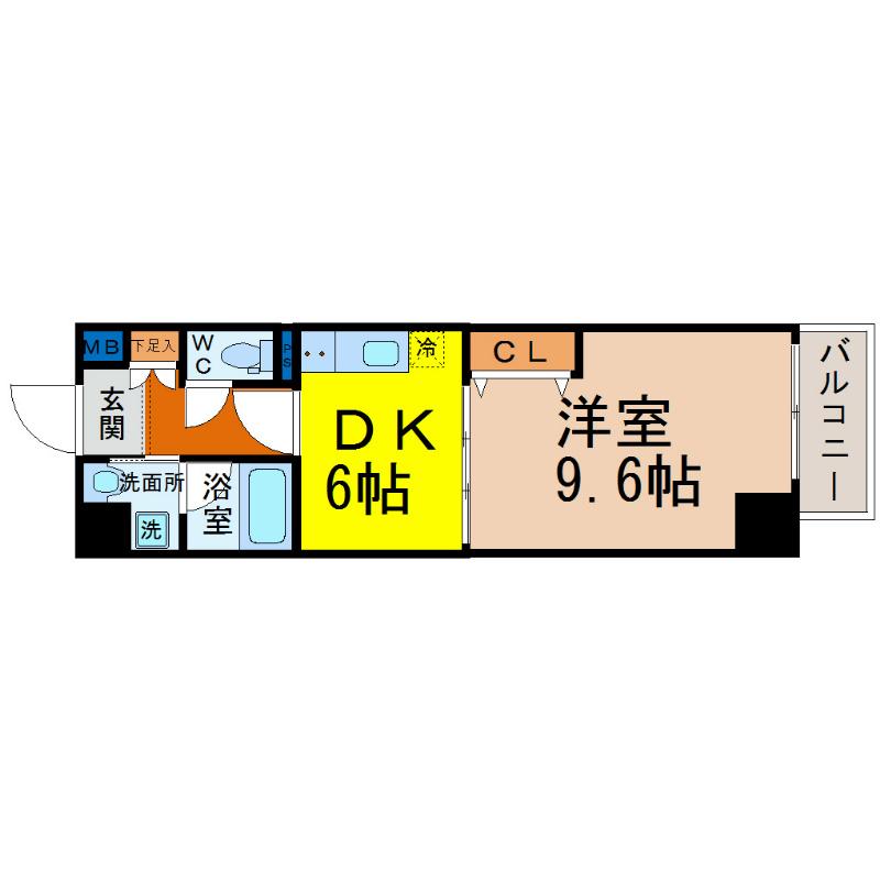 HF伏見レジデンス(1DK/4階)の間取り写真