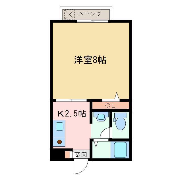 シティグラント ヤス(1K/2階)の間取り写真