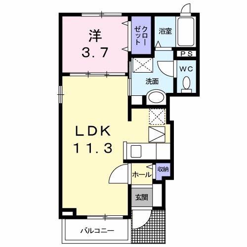 セントハーブ(1LDK/1階)の間取り写真