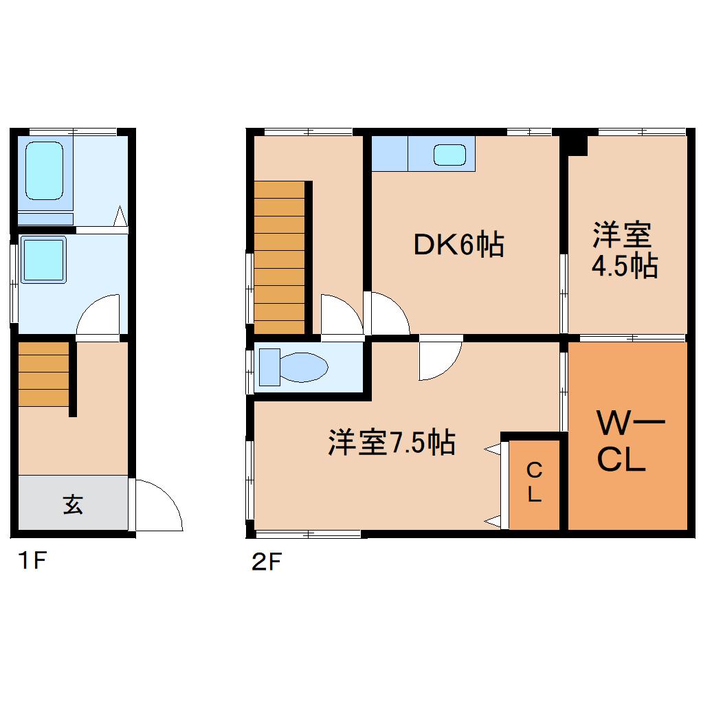 平野アパート(2DK/1階)の間取り写真