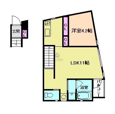 W・G FUKUSHIMA(1LDK/2階)の間取り写真