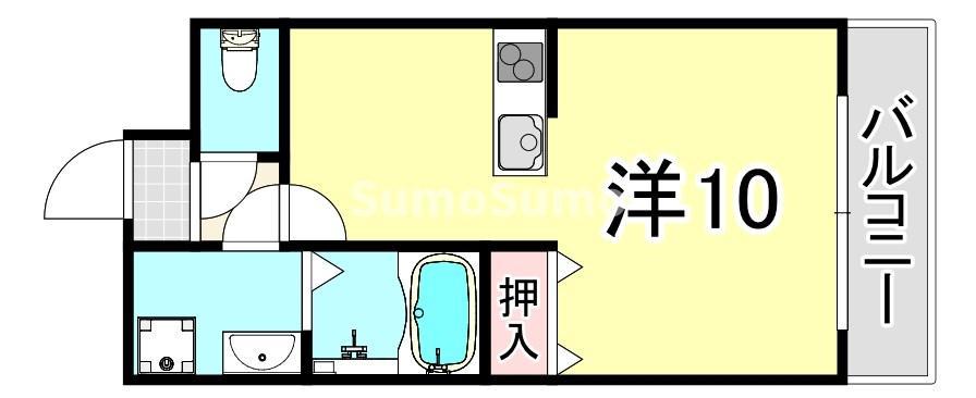 ダイワール武庫川(ワンルーム/2階)の間取り写真