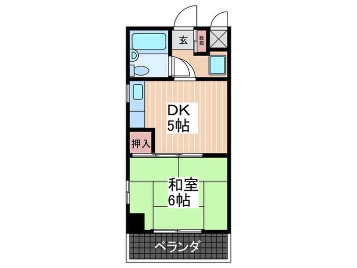 KMNビル(1DK/6階)の間取り写真