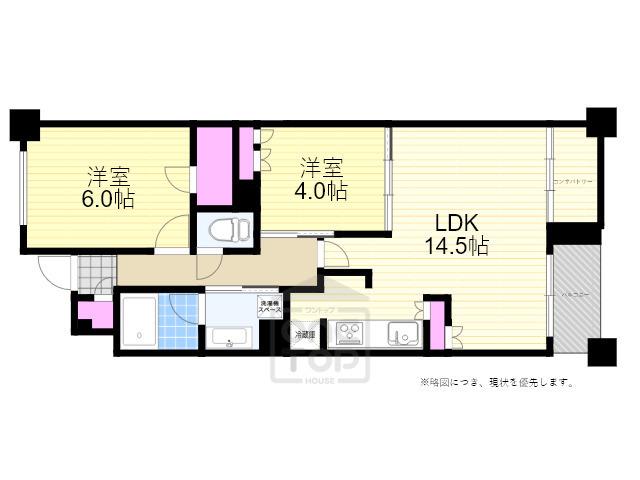 プラウド箕面船場(2LDK/8階)の間取り写真