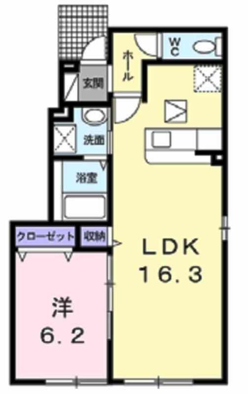 シャルマン・ドミールI(1LDK/1階)の間取り写真