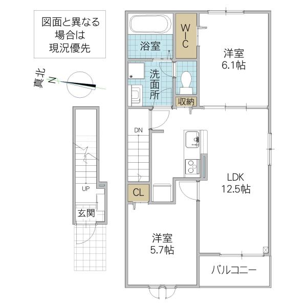 シャルマンMJ(2LDK/2階)の間取り写真