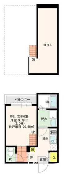 GARDENアズサ(1K/2階)の間取り写真