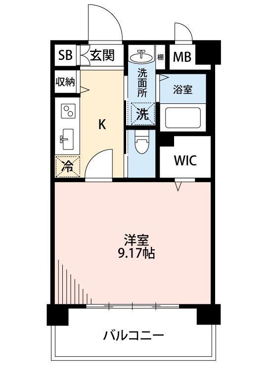 フェリーチェ熊本駅西(1K/6階)の間取り写真