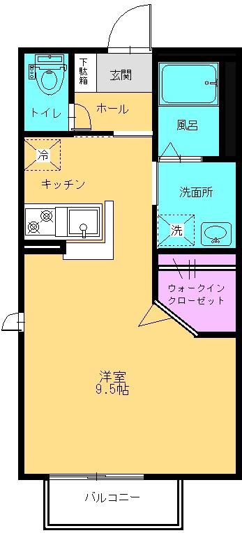 クローカス東大宮参番館 B(ワンルーム/2階)の間取り写真