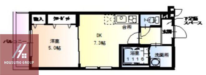 フジパレス中宮II番館(1DK/2階)の間取り写真