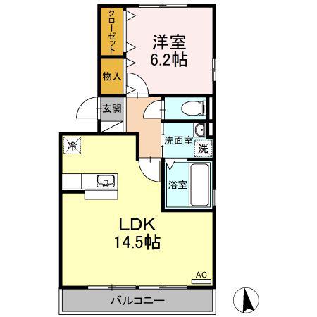 ラフィーネ・DUO(1LDK/3階)の間取り写真