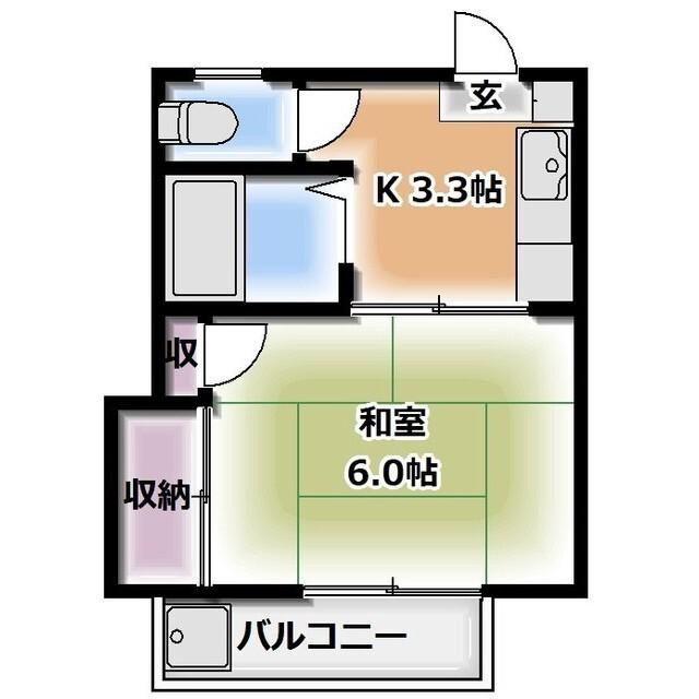 コーポK&K(1K/2階)の間取り写真