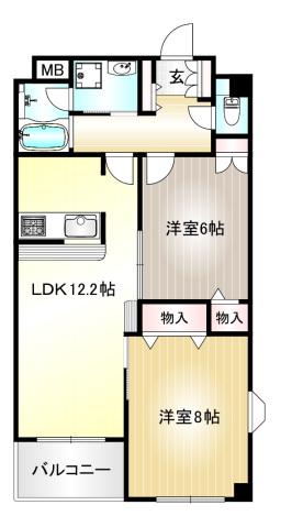 ボヌール宮前平(2LDK/2階)の間取り写真