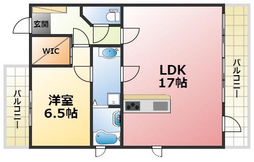 パレス東洋上甲子園(1LDK/9階)の間取り写真