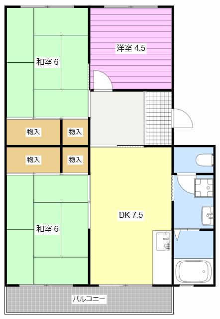 リバーサイド河輪(3DK/4階)の間取り写真