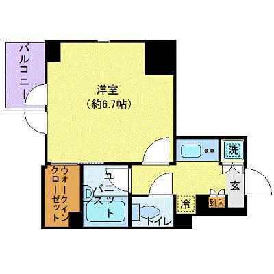 CITYSPIRE新川(1K/11階)の間取り写真
