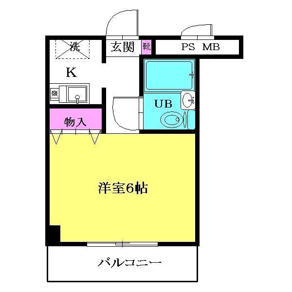 ベルード市川(1K/2階)の間取り写真