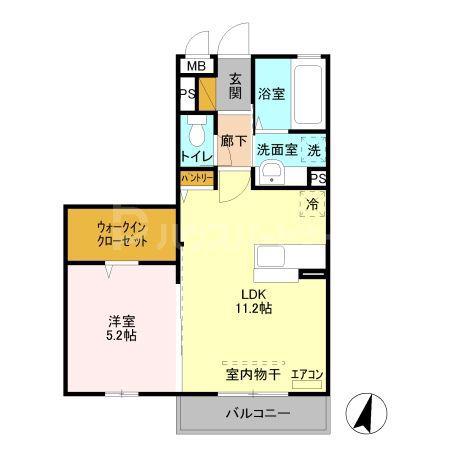 ILSOLE土呂町(1LDK/1階)の間取り写真