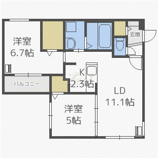 ドルチェ621(2LDK/3階)の間取り写真
