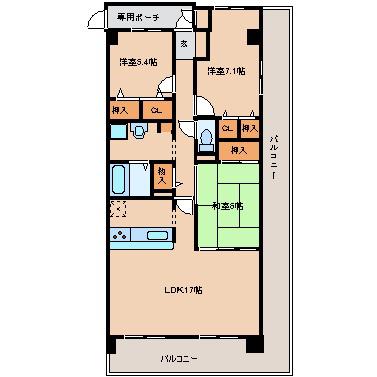 シティオ大津石山(3LDK/3階)の間取り写真