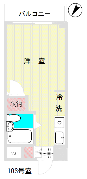 五本木第二ビル(1K/1階)の間取り写真