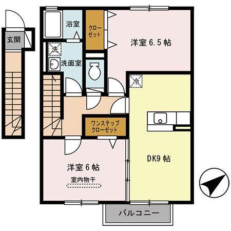 イヴェールアージュ(2DK/2階)の間取り写真