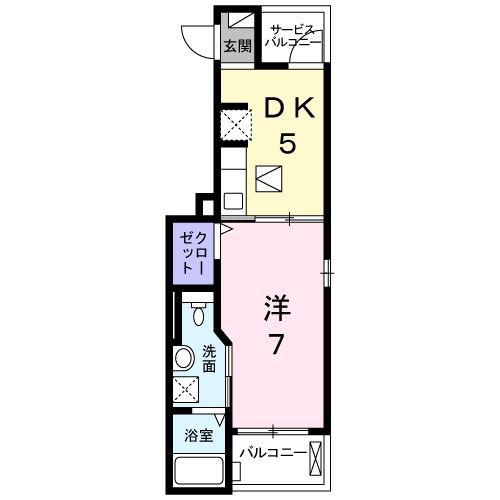 アンダーレ(1DK/1階)の間取り写真